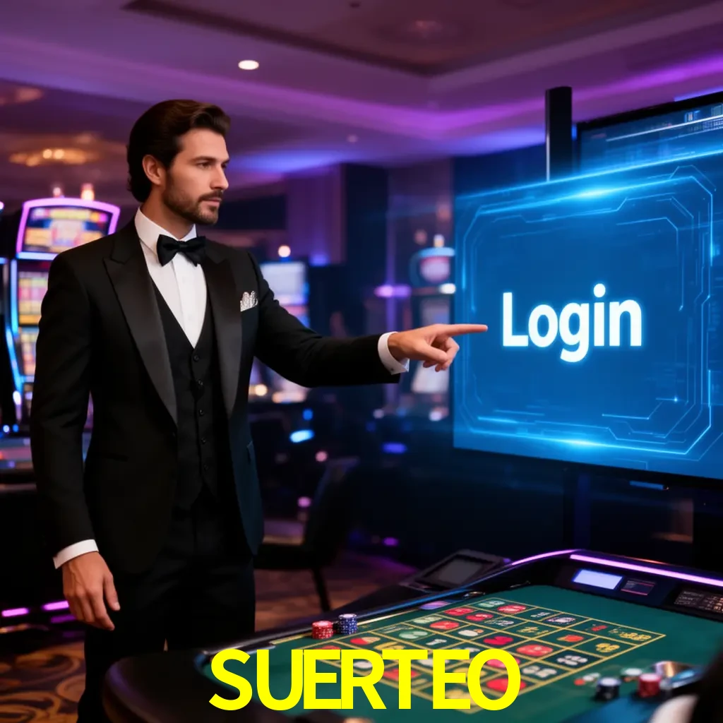 SUERTEO Login - OTP, cuenta y soporte Pantalla SUERTEO Login con OTP, contraseña, cuenta segura y soporte móvil